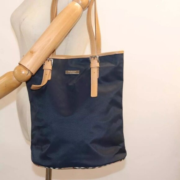 Burberrys Blue Label Tote Bag Nylon Navy Authentic - Picture 1 of 16